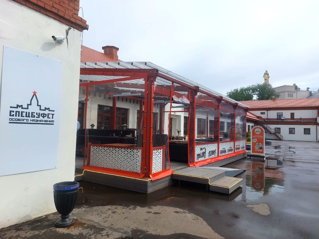 ПВХ шторы для летней террасы кафе в Пено